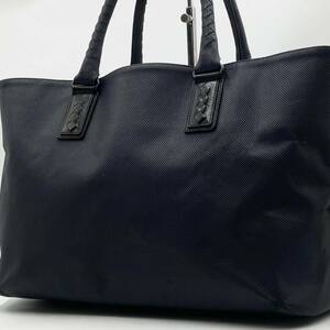 1円【高級品】BOTTEGA VENETA ボッテガヴェネタ マルコポーロ イントレチャート メンズ トートバッグ ビジネスバッグ 肩掛け PVC×レザー