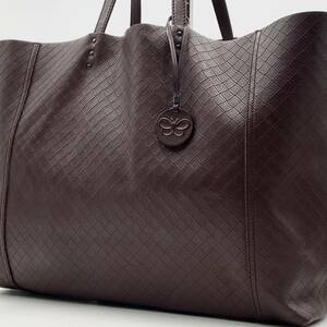 1円【未使用級】BOTTEGA VENETA ボッテガヴェネタ イントレッチオミラージュ トートバッグ ビジネスバッグ 肩掛け レザー ブラウン A4可