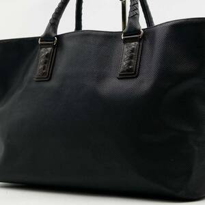 1円【至極の逸品】BOTTEGA VENETA ボッテガヴェネタ マルコポーロ メンズ トートバッグ ビジネスバッグ イントレチャート ブラック 黒 A4可