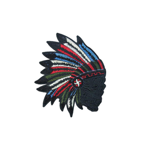 スモール　インディアン　手縫いワッペン　刺繍　ワッペン　黒