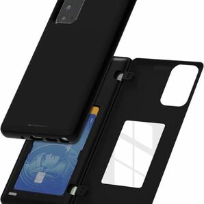 N-6 Goospery Galaxy Note 20 ケース 背面 カード 収納 マグネット式 バンパー カバー (ブラック) NT20-MDB-BLK