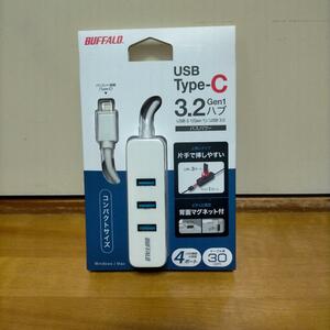 新品■BUFFALO BSH4U328C1WH USB3.2（Gen1）対応 上挿し 4ポート バスパワー Type-C USBハブ ホワイト