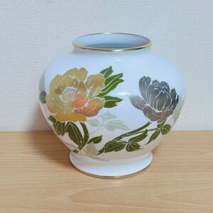 大倉陶園 花瓶 金銀 牡丹 花器 フラワーベース OKURA 