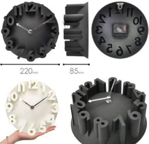 【MEIDI-CLOCK】立体時計 ウォールクロック (ブラック 黒) アート 3D ナンバー ラウンド 壁掛け時計_画像2