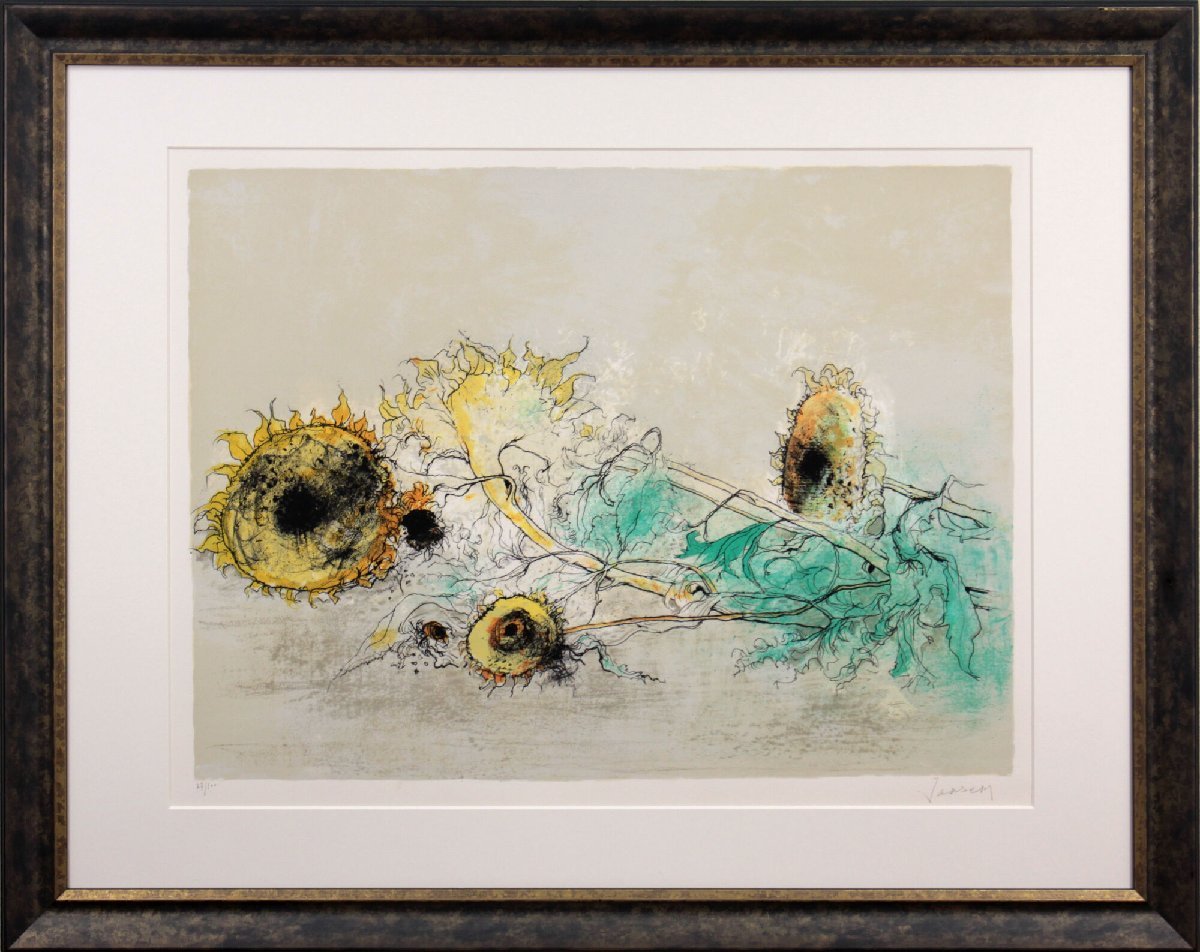 Jean Janssen Sunflowers Lithograph [Authentic Guaranteed] Painting - Hokkaido Gallery, Artwork, Prints, Lithography, Lithograph