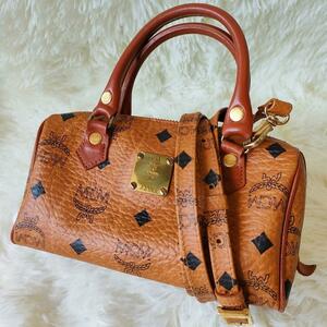 MCM エムシーエム マイクロ ボストン 2WAY キャメル バッグ