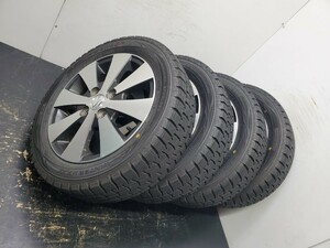 165/60R14 スタッドレス 冬タイヤ 4本 ダンロップ WM01 スズキ純正アルミホイール付き 14インチ 4.5J 送料無料 T2240 バリ溝 年式特価品