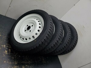 155/65R14 スタッドレス 冬タイヤ 4本 ダンロップ WM02 Nシリーズ ホンダ カスタムホイール 旧キャップ メッキ リムカバー付き T2259