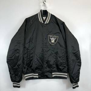90s USA производства Chalk Line дроссельная линия NFL RAIDERS Raider s Stadium атлас жакет куртка чёрный черный S Vintage 