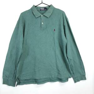 90s 日本製 ラルフローレン Ralph Lauren 長袖ポロシャツ グリーン系 Lサイズ