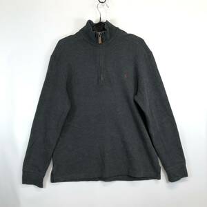 00s ラルフローレン Ralph Lauren ハーフジップ コットンスウェットシャツ Mサイズ ダークグレー KK-RL-LW-0502