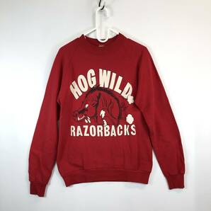 80s 90s USA製 ジャージーズ Jerzees スウェット レッド Mサイズ HOG WILD RAZORBACKS アーカンソー大学フットボールチーム