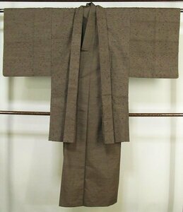 せ175　正絹　紬　男性用　アンサンブル　茶系　【美品】　身丈138ｃｍ