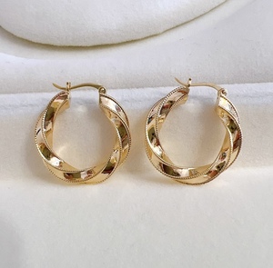 K18YG yellow gold 18K earrings hoop earrings ring earrings Italian jewelry wheel .. twist screw . rope . middle empty 