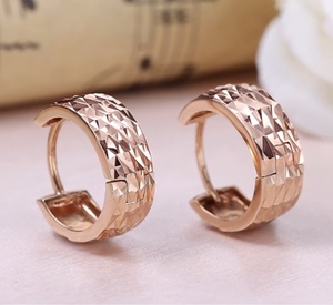 K18PG pink gold / K18WG white gold 18K earrings ring earrings hoop earrings Italian jewelry cut face middle empty YG