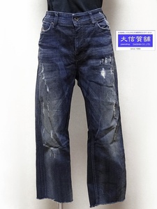 DIESEL ディーゼル D.N.A. レギュラー ストレート デニム WASH 0844T W26 L30 ダメージ加工 カットオフ 中古B+ 【送料無料】A-5767