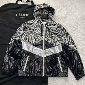 CELINE セリーヌ バイエディスリマン 22SS ゼブラルーズカットコーティング ナイロンジャケット ブルゾン メンズ 50 ハンガー袋付き 