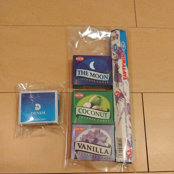 お香 インド 5個セット DENIM THE MOON COCONUT VANILLA HIMALAYA デニム 月 ココナツ ヴァニラ ヒマラヤ お試し スティック