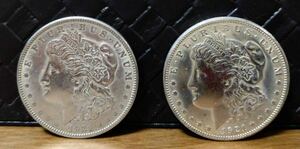 ■希少レア■ アメリカ モルガンダラー銀貨 イーグル ジョージ・トーマス・モーガン 銀貨 硬貨 コイン アンティークコイン ２枚セット