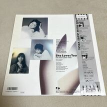 【帯付】小林明子 鎌田英子 岡村孝子 SHE LOVES YOU はぐれそうな天使 冷たい雨 AKIKO EIKO TAKAKO / LP レコード / 28 FB 2045 /_画像2