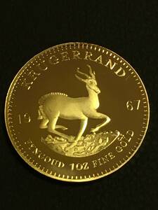 Z29-15)海外丸形記念金貨、コイン、メダル*1967年南アフリカ共和国　ボール・クリューガー*参考品1枚　ゴールド