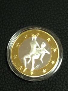 H12-20)海外丸形記念金、銀２色コイン、メダル*ドイツ体位コイン*参考品1枚　セクシー　ノーマジーン　性愛誘惑メダル