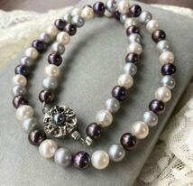 【1098】本真珠　淡水真珠　マルチカラーネックレス　真珠ネックレス pearl_画像3