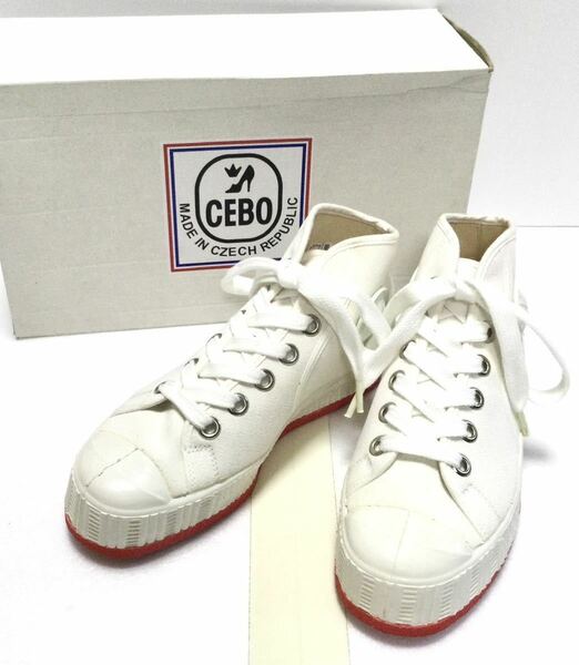 新品「CEBO」“702F” ヴァルカナイズド製法 ミドルカット キャンバス スニーカー SIZE:38/24.0cm チェコ製