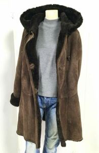  Vintage superior article *TEMUCIN LEATHER~ high class car - ring mouton coat SIZE:Li Stan bru( Turkey ) made 