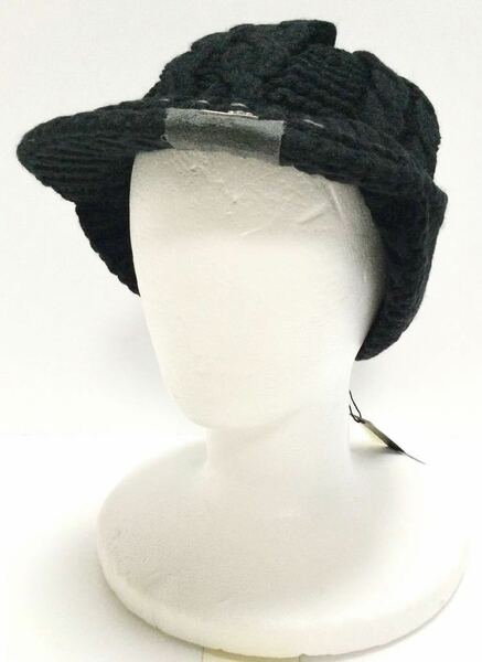 新品「nobis」“ACE(Hat)”ケーブル編み アクリル100% ローゲージ ニットキャップ SIZE:UN Jet-Black