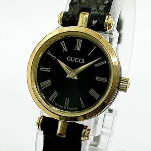 12136 グッチ GUCCI レディース 腕時計 不動 ジャンク クォーツ 電池式 QZ 革ベルト レザー オールドグッチ ヴィンテージ