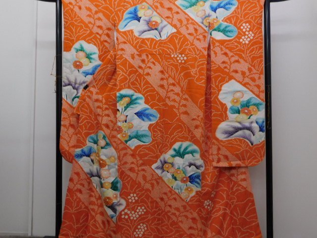 [Rakufu] P27314 Shibori kimono de manga larga Yuzen pintado a mano k, moda, kimono de mujer, kimono, Quimono de manga larga