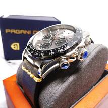 送料無料・新品・パガーニデザイン・メンズ・セイコー製VK63クロノグラフクオーツ式腕時計・本革レザーベルトオマージュウオッチ・PD-1664_画像6