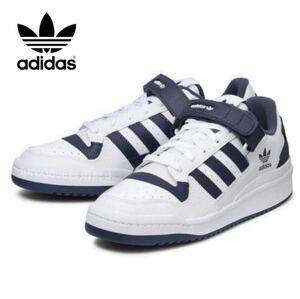 新品未使用 アディダス FORUM LOW【25.5cm】定価11000円 フォーラム 本革 レザー adidas スニーカー アディダス ローカット 白 靴 紺 5831