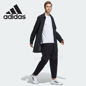 新品未使用 adidas コート【M】定価14300円 アディダス 撥水 カジュアル ビジネス 黒 ロングコート ビジカジ 上着 40861 ジャケット 運動