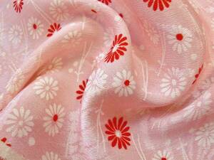 ◆琳花◆ 正絹はぎれ 可愛いピンクの紋錦紗 小菊尽くし 18×145 古布 着物はぎれ お人形 スヌード テディベアに パッチワーク