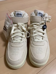 STUSSY × NIKE AIR FORCE1 MID "FOSSIL" DJ7841-200 27.5 US9.5 新品未使用 黒タグ スニダン SNKRDUNK ステューシー