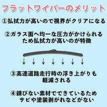 ホンダ インサイト ZE1 フラット エアロ ワイパーブレード U字フック 500mm 450mm 2本 グラファイト加工_画像6