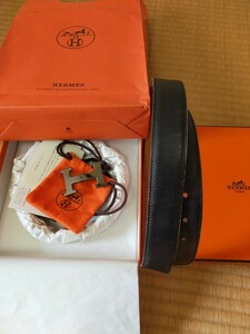 エルメス　HERMES　メンズ　レディース　バックル　ベルト　リバーシブル　黒　ブラック　シルバー　Ｌ　XL　サイズ　