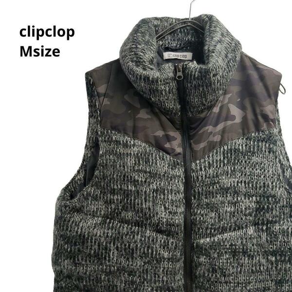 clipclop ベストセーター　迷彩柄　グレー　秋冬　メンズM b30