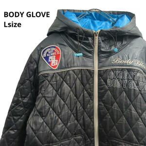 BODY GLOVEキルティング中綿ジャケットフード付き　秋冬黒メンズL b34