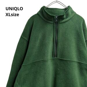 UNIQLOハーフジップフリース　スウェットトレーナー緑メンズXL　a4