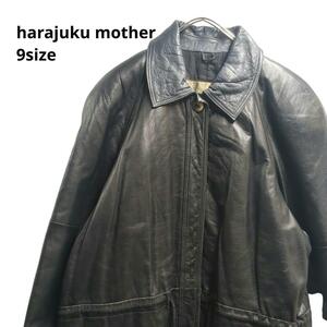 harajuku motherトルコ製レザージャケット黒レディース9号M c3