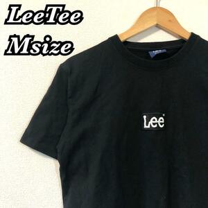 LeeリーTシャツセンターロゴ刺繍メンズM黒半袖夏服h6