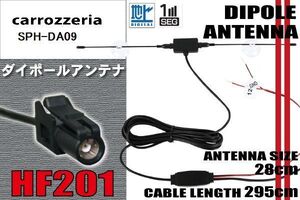 ダイポール TV アンテナ 地デジ ワンセグ フルセグ 12V 24V カロッツェリア carrozzeria 用 SPH-DA09 対応 HF201 ブースター内蔵 吸盤式