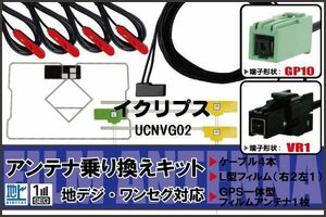 L型 フィルムアンテナ GPS一体型 ケーブル セット イクリプス ECLIPSE DTVF12 同等品 UCNVG02 VR1 地デジ ワンセグ フルセグ 受信