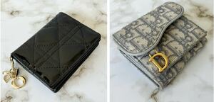 ディオール Dior レディディオール　三つ折り財布 カードホルダー　カードケース　エナメル　ロータス　トロッタ　黒　セット　まとめて
