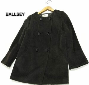 BALLSEY★ボールジー★トゥモローランド（38）アルパカ×ウール ノーカラー コート/濃茶系 美品 ベルトなし