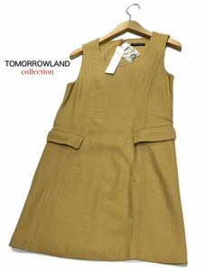 TOMORROWLAND collection★トゥモローランド★日本製（38）ウール ノースリーブ ワンピース/ベージュ系 未使用