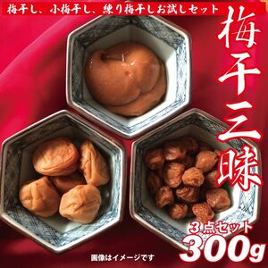 『梅干三昧』 梅干し、小梅干し、練り梅干し各100gの300g、お試し3点セット